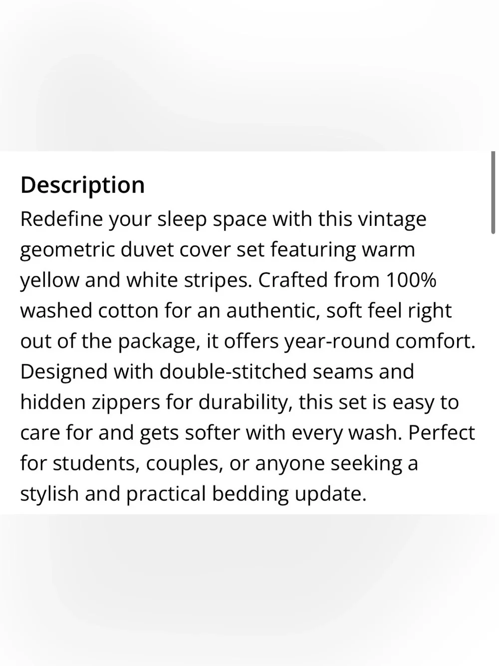 FULL SIZE Duvet Set 100% Washed Cotton - YELLOW & WHITE STRIPE
